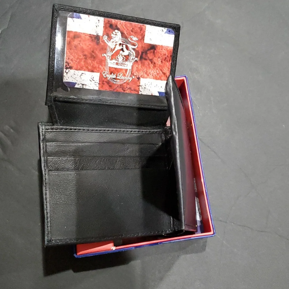 English laundry black genuine leather men's bifold RFID‎ protected wallet new